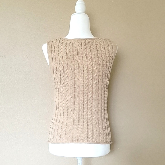 Industry Beige Cable Knit Cotton Button Vest - Size Medium - Picture 6 of 6